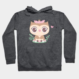 Cute Baby Owl With Pink Bow Hoodie